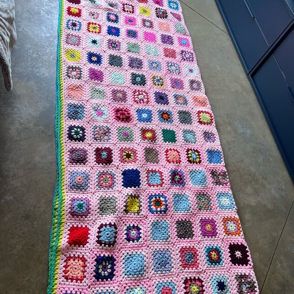 Large Granny Square Crochet Blanket Knit Quilt Handmade Boho 75 X 92 - Picture 5 of 14